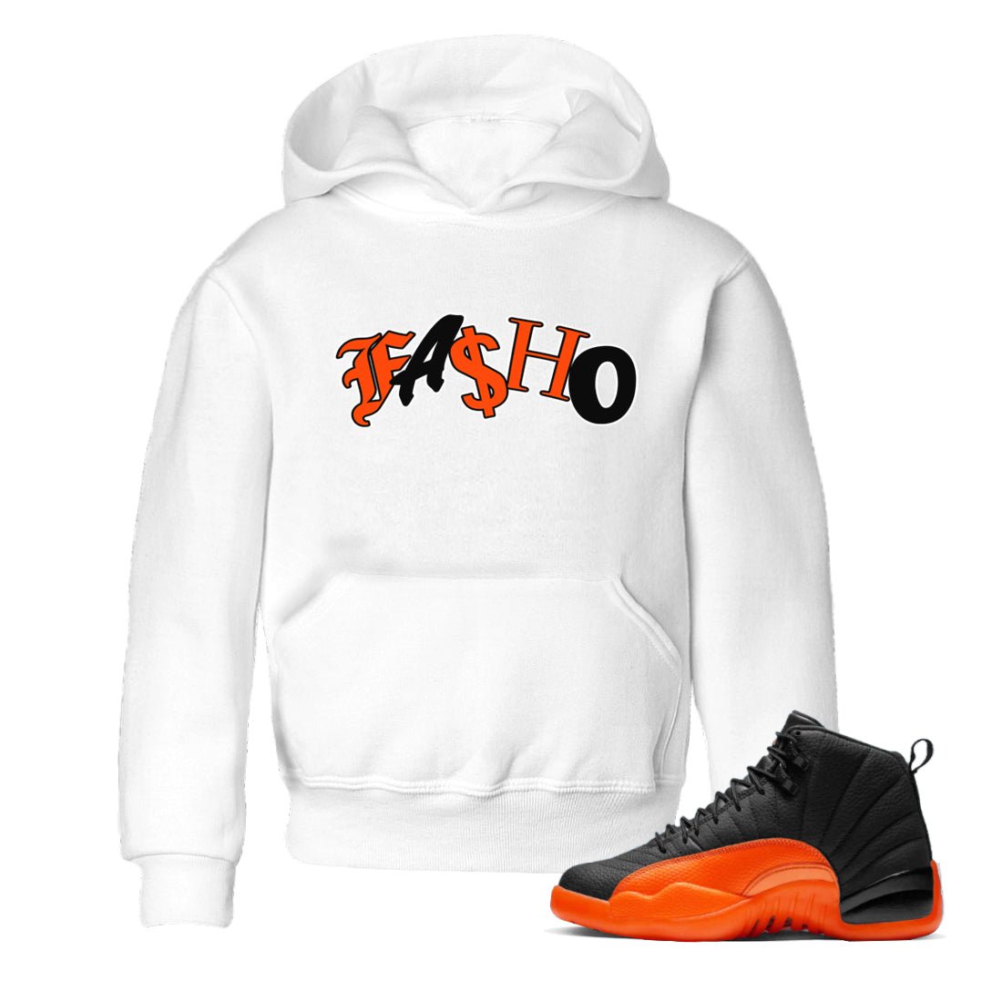 Air Jordan 12 Brilliant Orange Sneaker Match Tees Fasho Sneaker Tees AJ12 Brilliant Orange Sneaker Release Tees Kids Shirts White 1