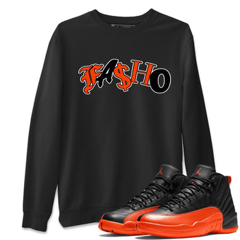 Air Jordan 12 Brilliant Orange Sneaker Match Tees Fasho Sneaker Tees AJ12 Brilliant Orange Sneaker Release Tees Unisex Shirts Black 1