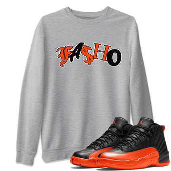 Air Jordan 12 Brilliant Orange Sneaker Match Tees Fasho Sneaker Tees AJ12 Brilliant Orange Sneaker Release Tees Unisex Shirts Heather Grey 1