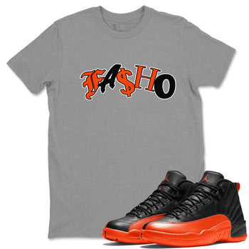 Air Jordan 12 Brilliant Orange Sneaker Match Tees Fasho Sneaker Tees AJ12 Brilliant Orange Sneaker Release Tees Unisex Shirts Heather Grey 1