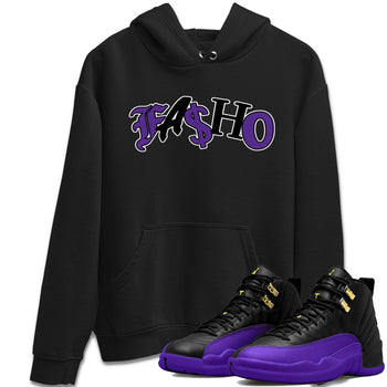Air Jordan 12 Field Purple Sneaker Match Tees Fasho Sneaker Tees AJJordan 12 Lakers Sneaker Release Tees Unisex Shirts Black 1