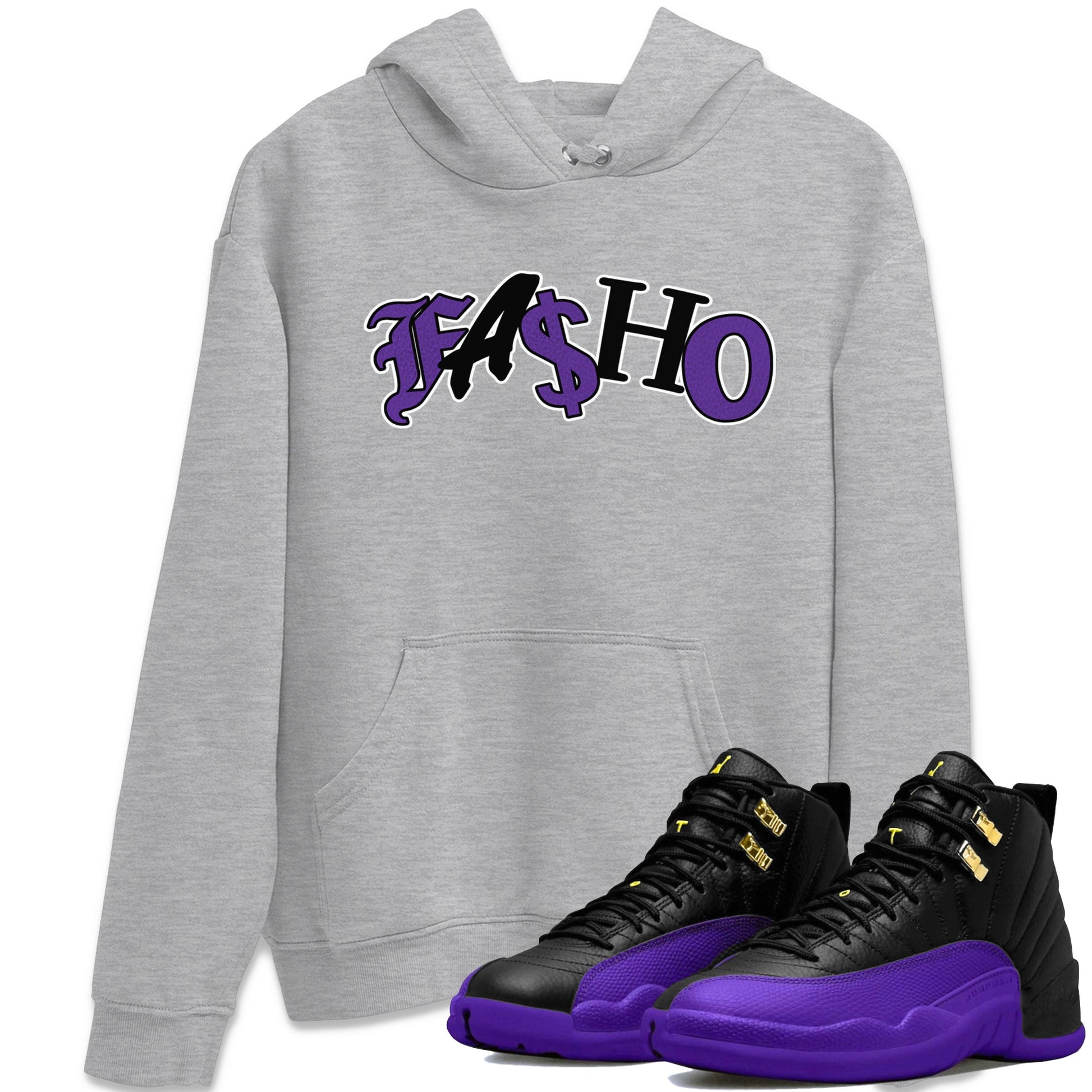 Air Jordan 12 Field Purple Sneaker Match Tees Fasho Sneaker Tees AJJordan 12 Lakers Sneaker Release Tees Unisex Shirts Heather Grey 1