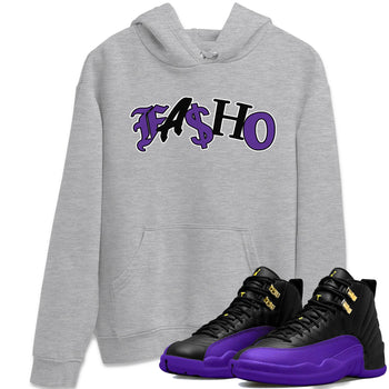 Air Jordan 12 Field Purple Sneaker Match Tees Fasho Sneaker Tees AJJordan 12 Lakers Sneaker Release Tees Unisex Shirts Heather Grey 1
