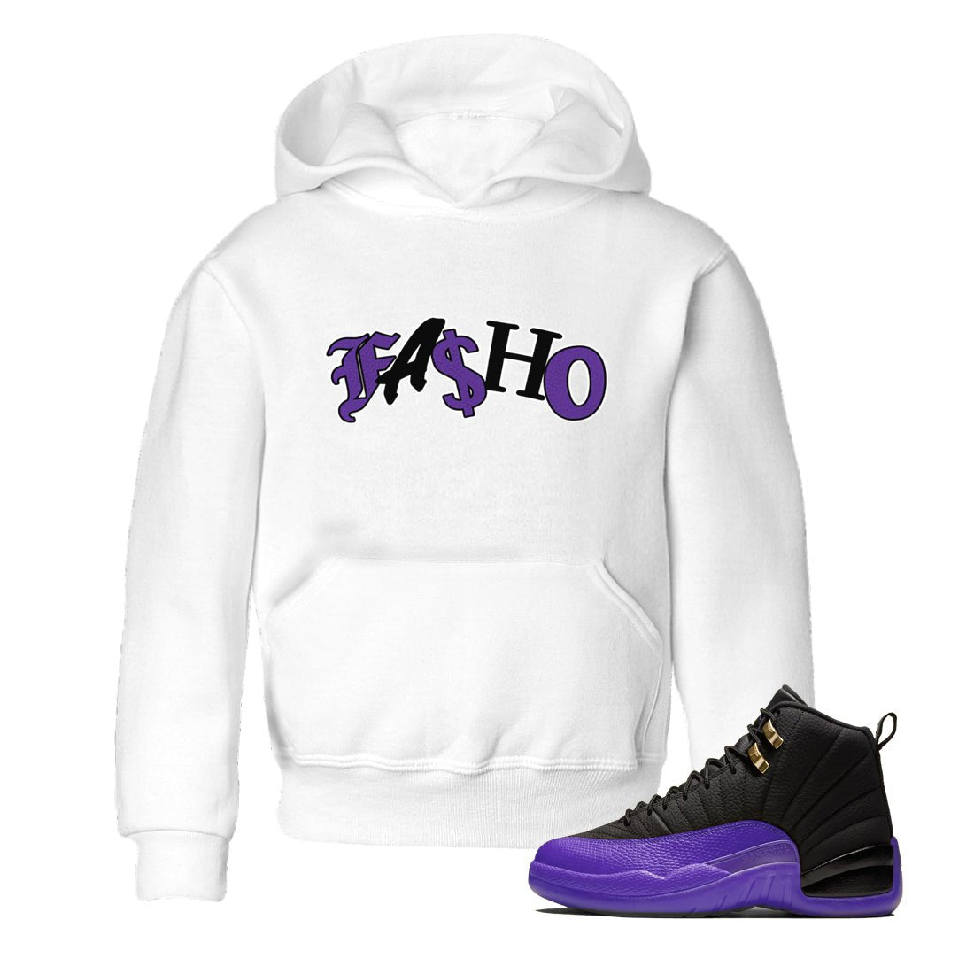 Air Jordan 12 Field Purple Sneaker Match Tees Fasho Sneaker Tees AJJordan 12 Lakers Sneaker Release Tees Kids Shirts White 1