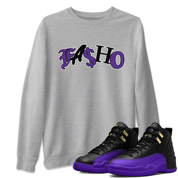 Air Jordan 12 Field Purple Sneaker Match Tees Fasho Sneaker Tees AJJordan 12 Lakers Sneaker Release Tees Unisex Shirts Heather Grey 1