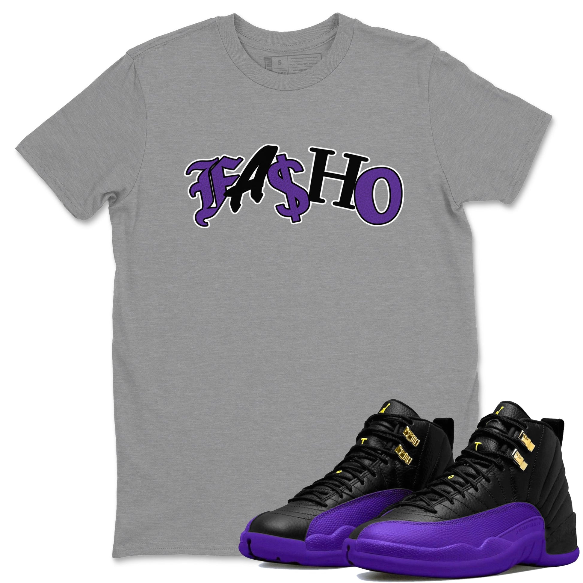 Air Jordan 12 Field Purple Sneaker Match Tees Fasho Sneaker Tees AJJordan 12 Lakers Sneaker Release Tees Unisex Shirts Heather Grey 1