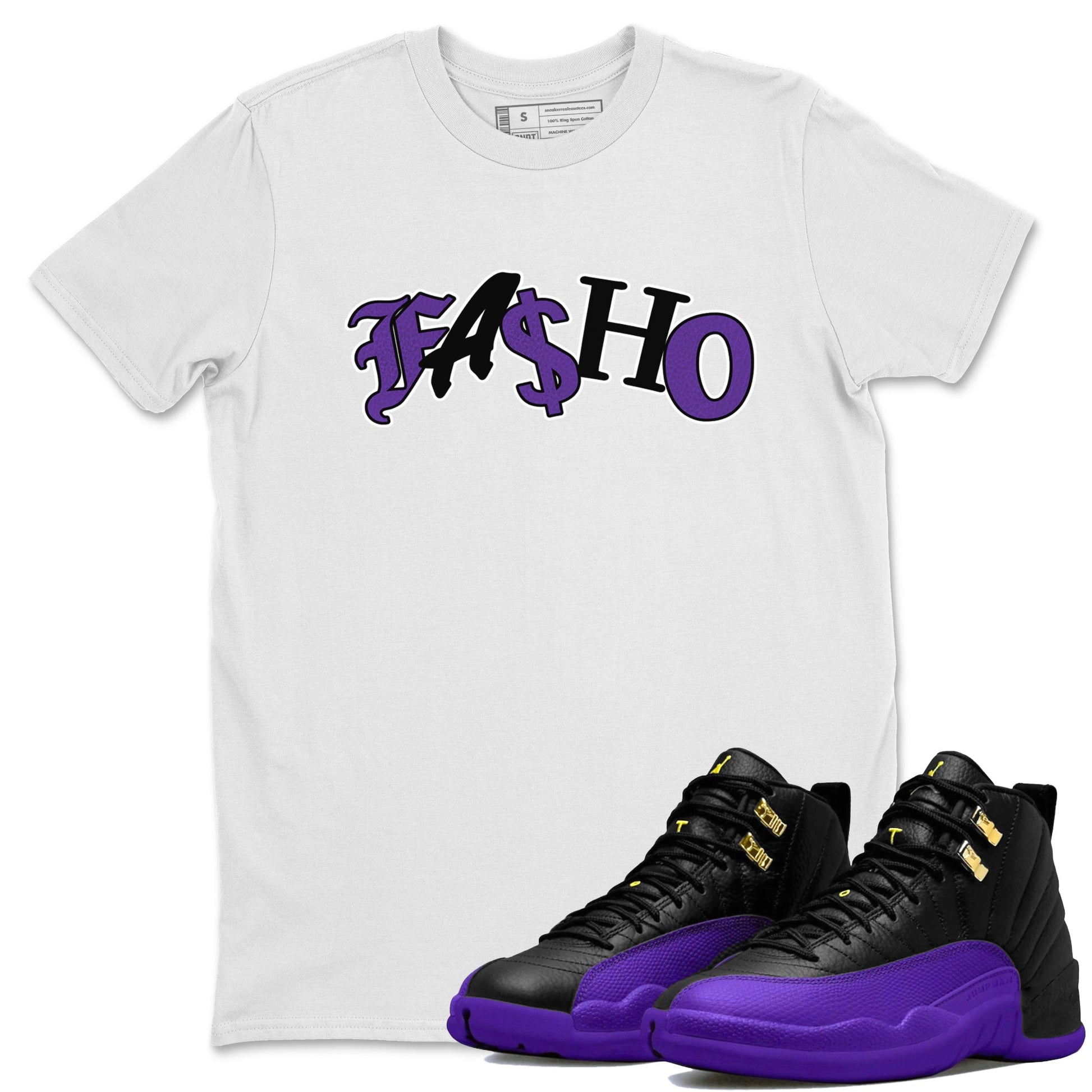 Air Jordan 12 Field Purple Sneaker Match Tees Fasho Sneaker Tees AJJordan 12 Lakers Sneaker Release Tees Unisex Shirts White 1