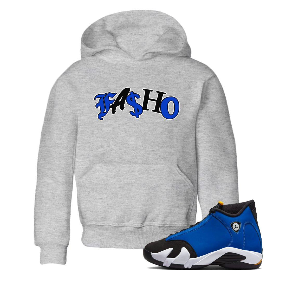 Air Jordan 14 Laney Sneaker Match Tees Fasho Sneaker Tees AJ14 Laney Sneaker Release Tees Kids Shirts Heather Grey 1