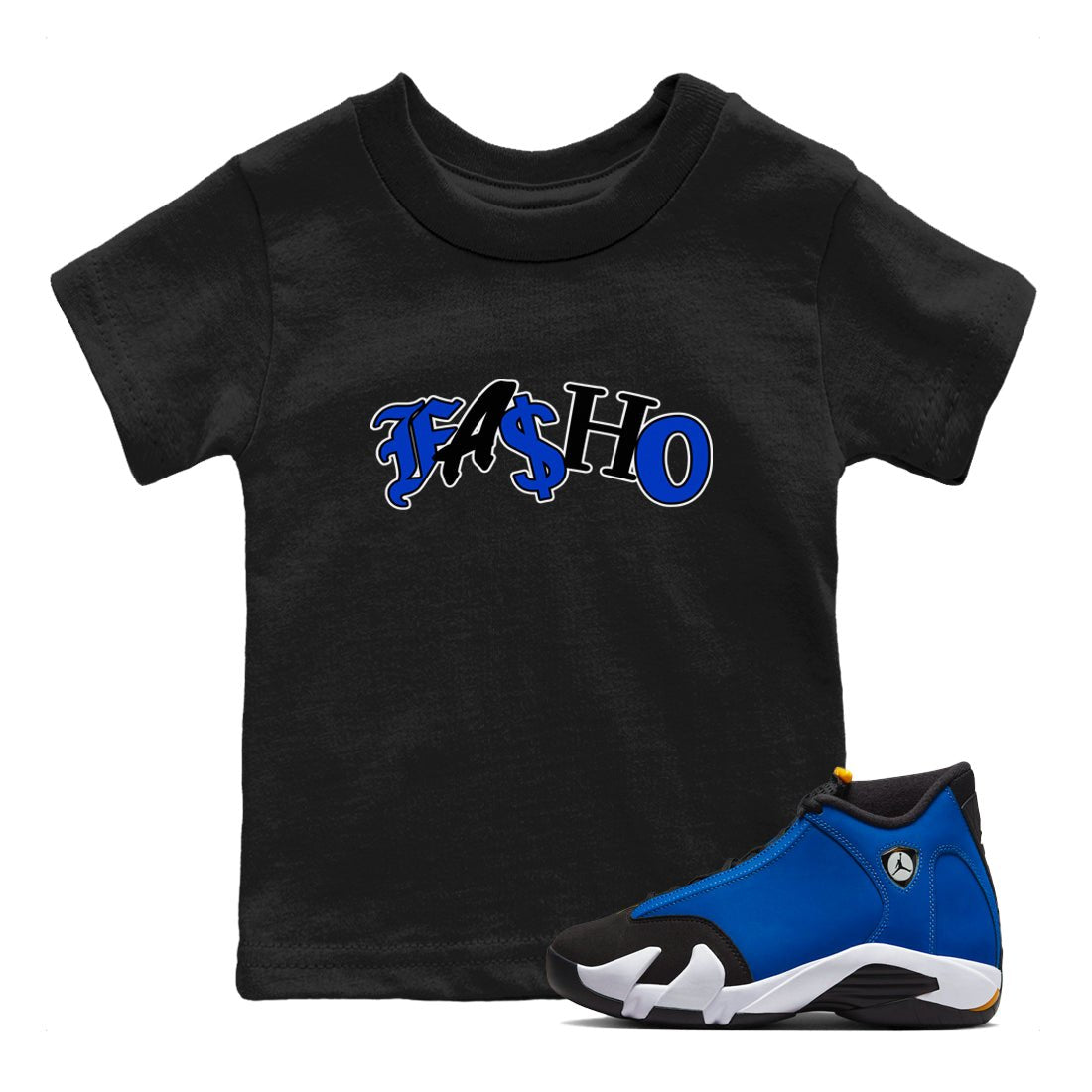 Air Jordan 14 Laney Sneaker Match Tees Fasho Sneaker Tees AJ14 Laney Sneaker Release Tees Kids Shirts Black 1