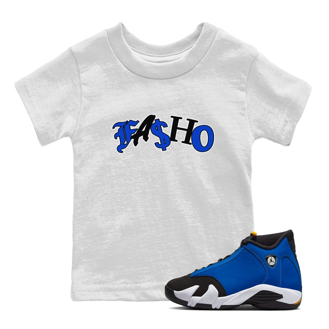 Air Jordan 14 Laney Sneaker Match Tees Fasho Sneaker Tees AJ14 Laney Sneaker Release Tees Kids Shirts White 1
