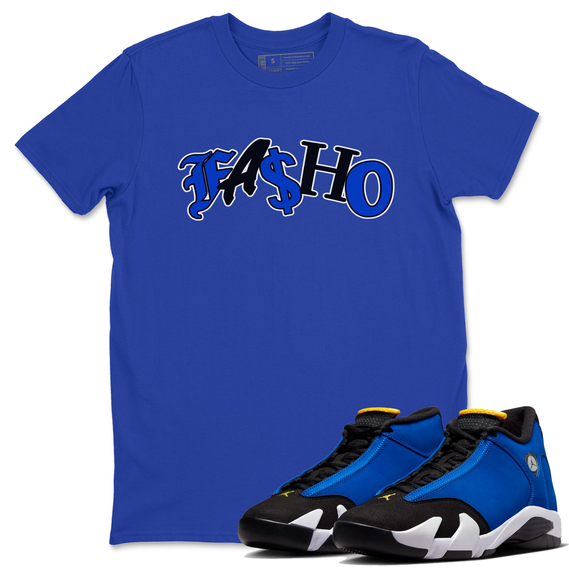 Air Jordan 14 Laney Sneaker Match Tees Fasho Sneaker Tees AJ14 Laney Sneaker Release Tees Unisex Shirts Royal Blue 1