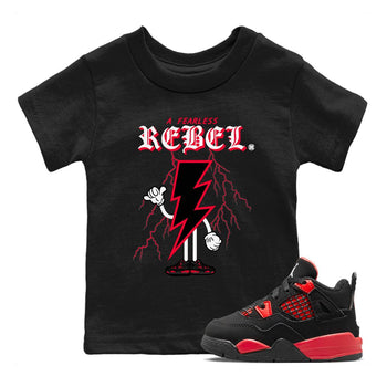 Air Jordan 4 Red Thunder Sneaker Match Tees Fearless Rebel Sneaker Tees Jordan 4 Retro Red Thunder Sneaker Release Tees Kids Shirts Black 1