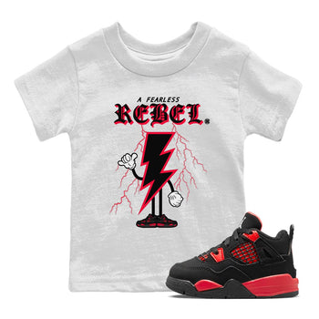 Air Jordan 4 Red Thunder Sneaker Match Tees Fearless Rebel Sneaker Tees Jordan 4 Retro Red Thunder Sneaker Release Tees Kids Shirts White 1