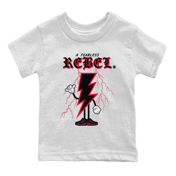 Air Jordan 4 Red Thunder Sneaker Match Tees Fearless Rebel Sneaker Tees Jordan 4 Retro Red Thunder Sneaker Release Tees Kids Shirts White 2