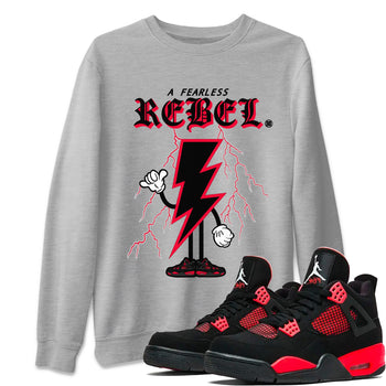 Air Jordan 4 Red Thunder Sneaker Match Tees Fearless Rebel Sneaker Tees Jordan 4 Retro Red Thunder Sneaker Release Tees Unisex Shirts Heather Grey 1