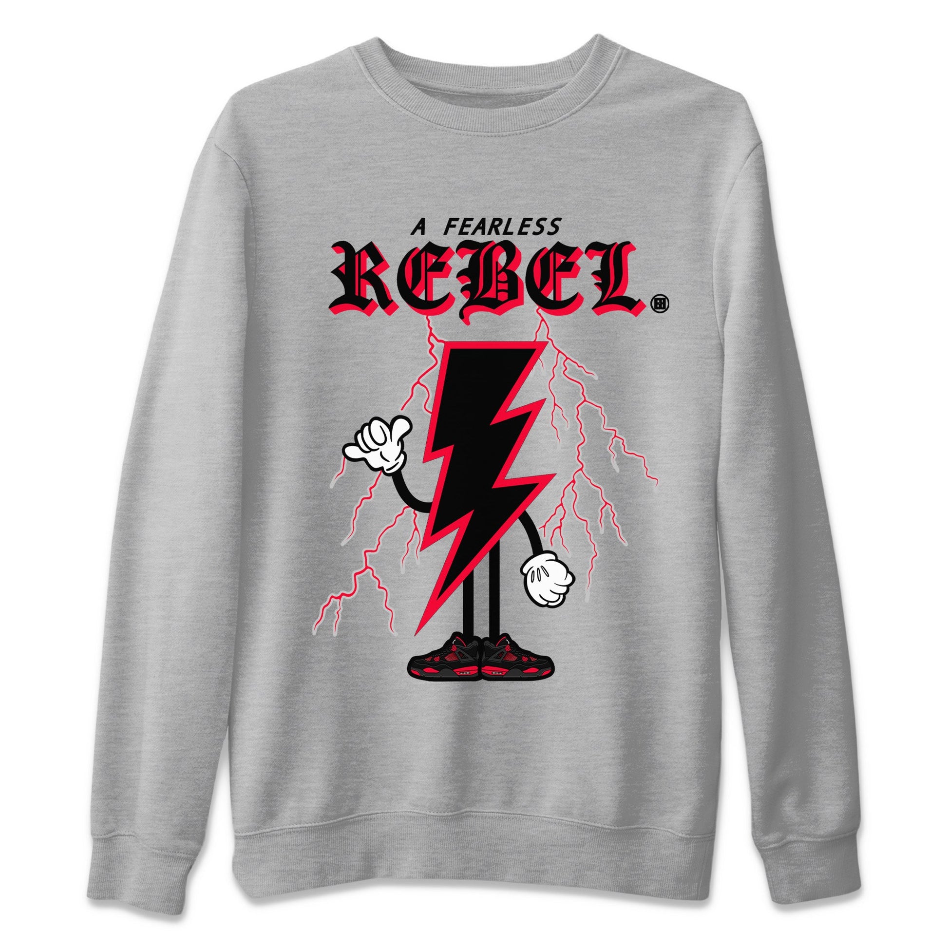 Air Jordan 4 Red Thunder Sneaker Match Tees Fearless Rebel Sneaker Tees Jordan 4 Retro Red Thunder Sneaker Release Tees Unisex Shirts Heather Grey 2