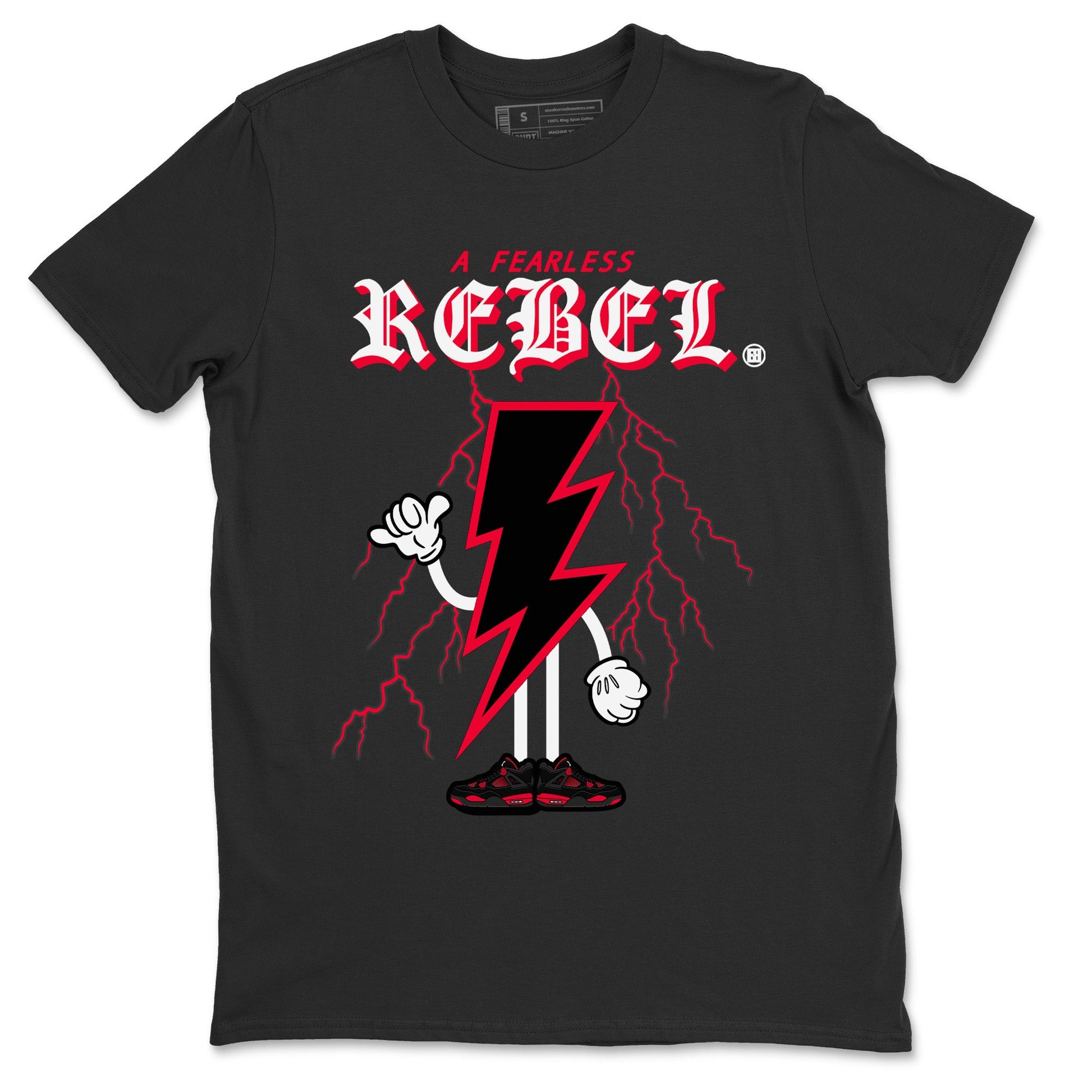 Air Jordan 4 Red Thunder Sneaker Match Tees Fearless Rebel Sneaker Tees Jordan 4 Retro Red Thunder Sneaker Release Tees Unisex Shirts Black 2
