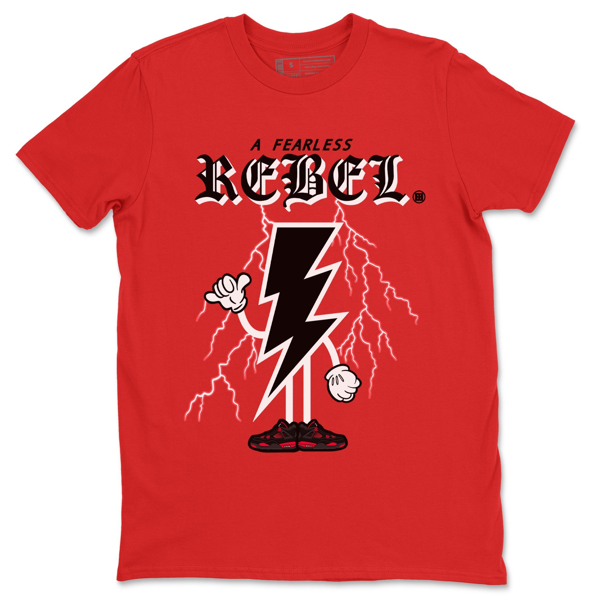 Air Jordan 4 Red Thunder Sneaker Match Tees Fearless Rebel Sneaker Tees Jordan 4 Retro Red Thunder Sneaker Release Tees Unisex Shirts Red 2