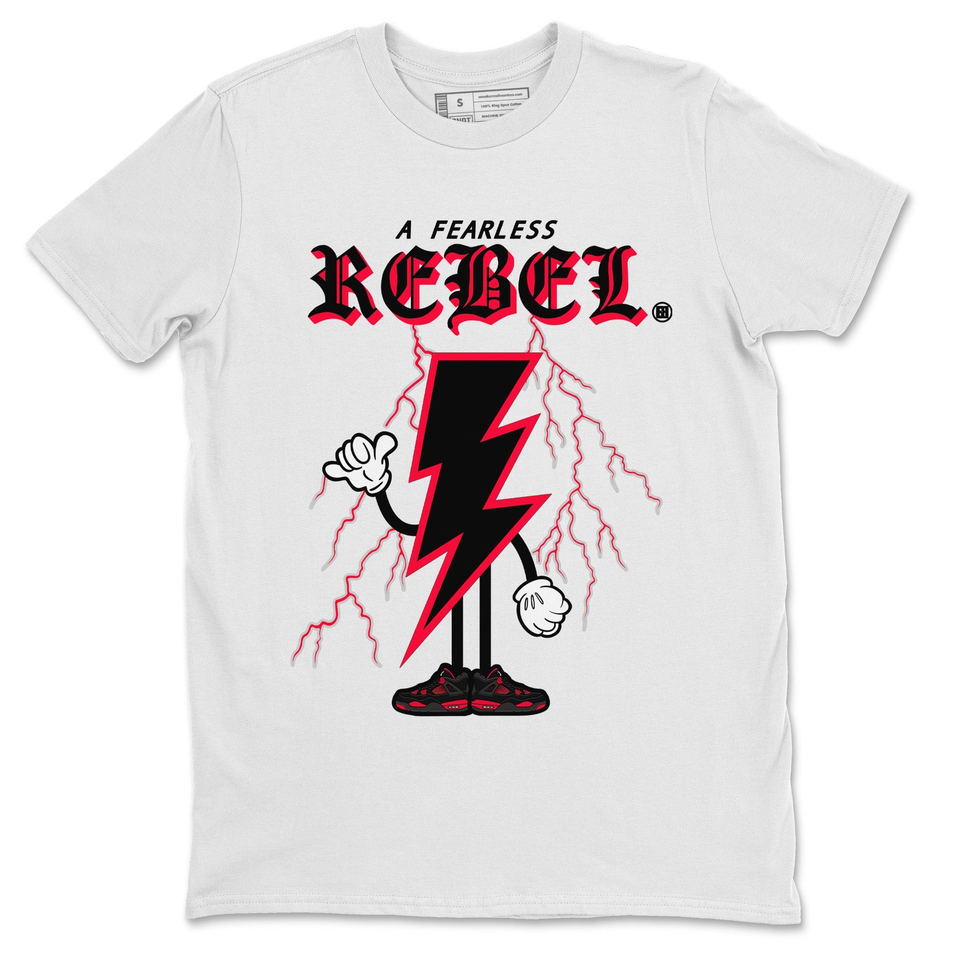 Air Jordan 4 Red Thunder Sneaker Match Tees Fearless Rebel Sneaker Tees Jordan 4 Retro Red Thunder Sneaker Release Tees Unisex Shirts White 2