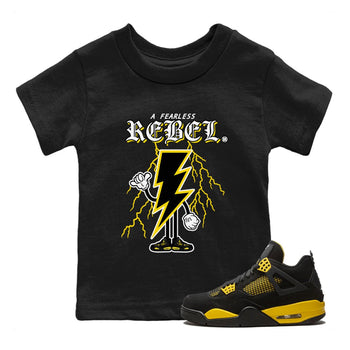 Air Jordan 4 Thunder Sneaker Match Tees Fearless Rebel Sneaker Tees Air Jordan 4 Retro Thunder Sneaker Release Tees Kids Shirts Black 1