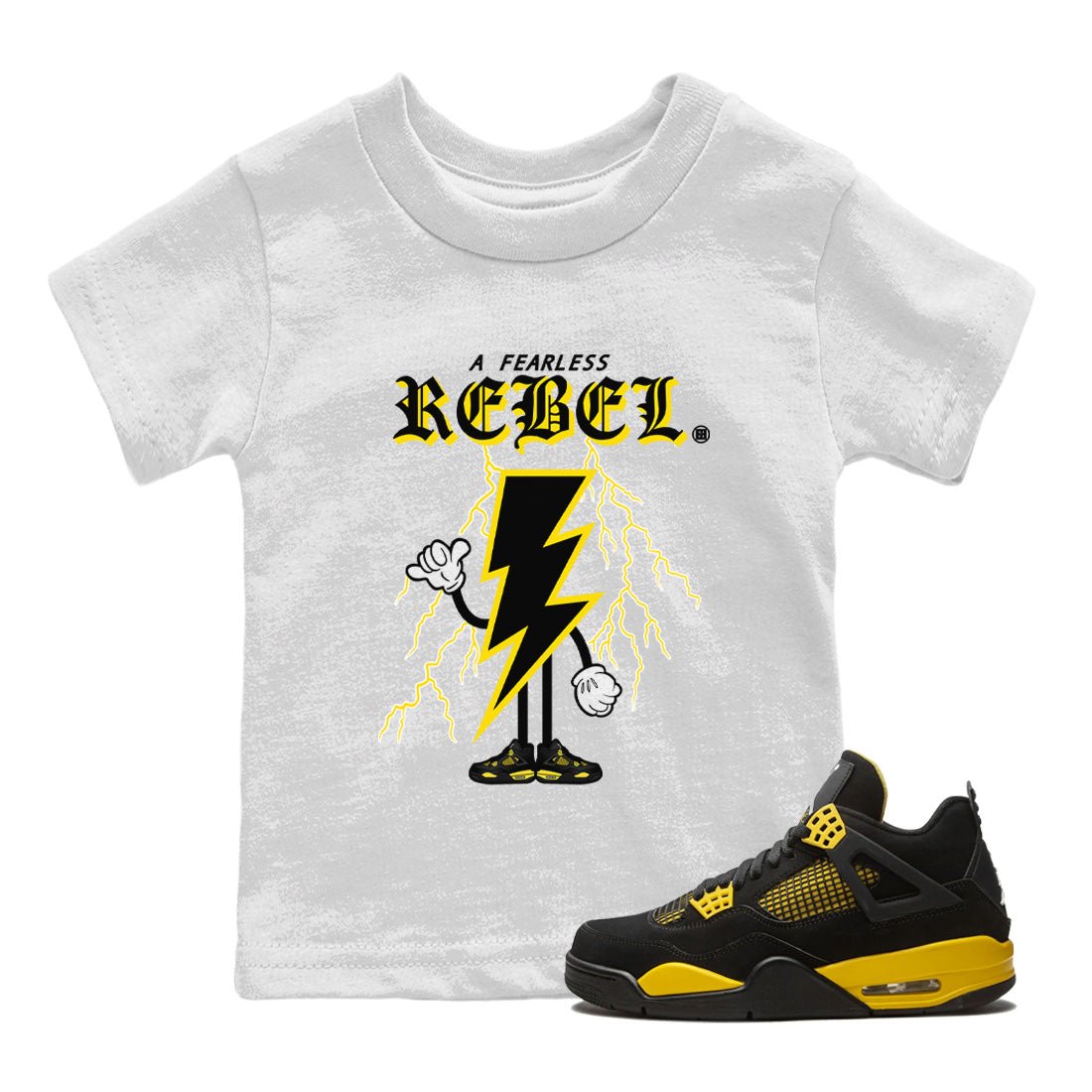 Air Jordan 4 Thunder Sneaker Match Tees Fearless Rebel Sneaker Tees Air Jordan 4 Retro Thunder Sneaker Release Tees Kids Shirts White 1