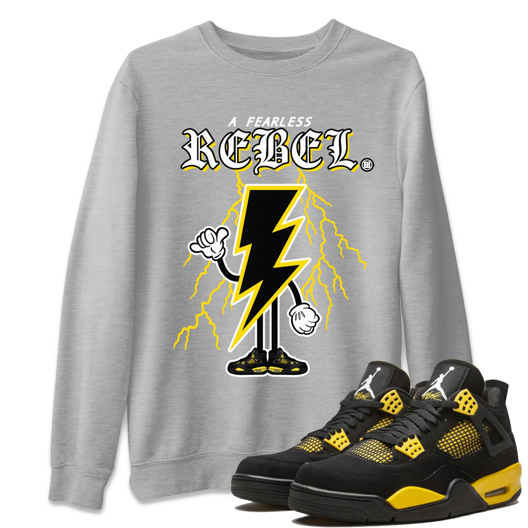 Air Jordan 4 Thunder Sneaker Match Tees Fearless Rebel Sneaker Tees Air Jordan 4 Retro Thunder Sneaker Release Tees Unisex Shirts Heather Grey 1