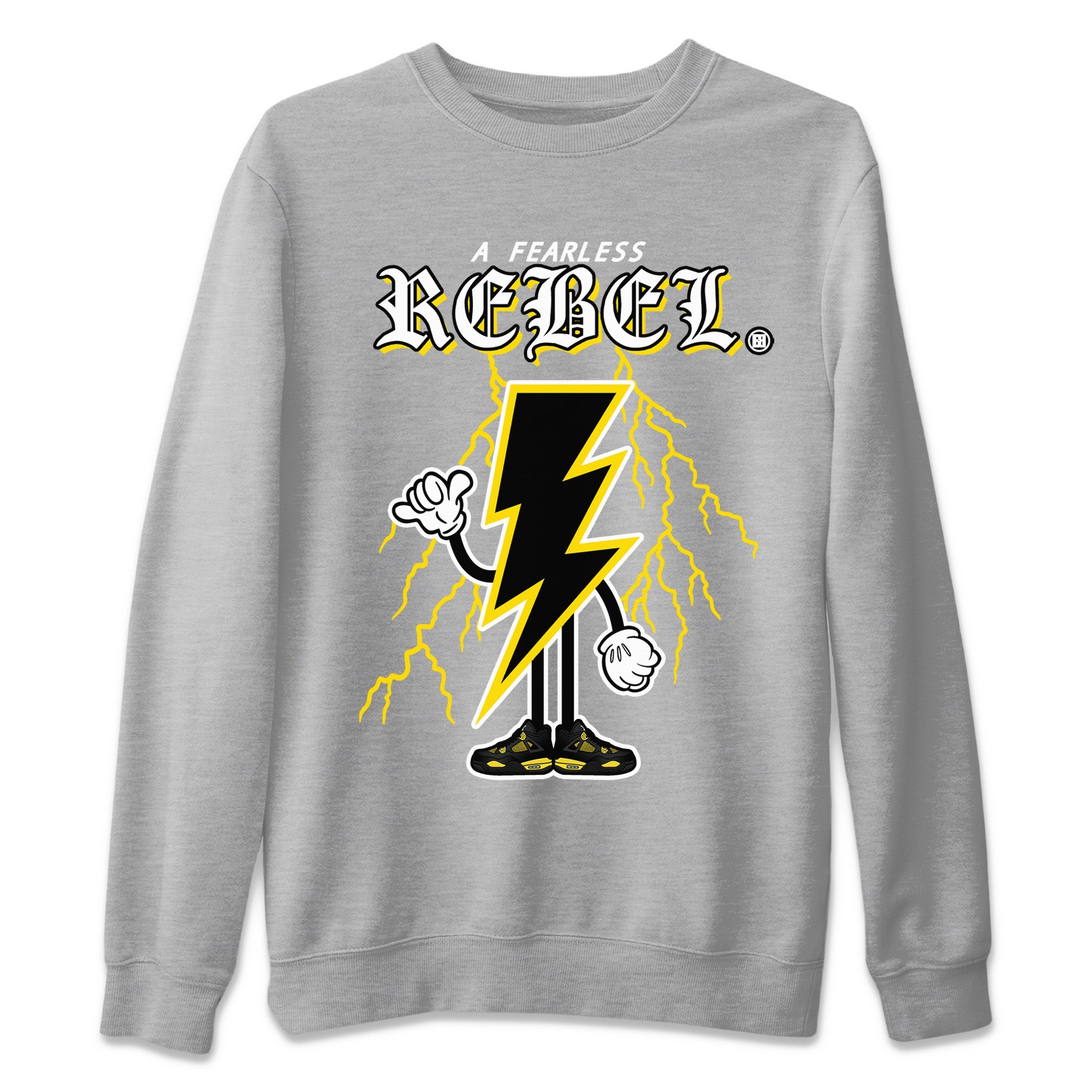 Air Jordan 4 Thunder Sneaker Match Tees Fearless Rebel Sneaker Tees Air Jordan 4 Retro Thunder Sneaker Release Tees Unisex Shirts Heather Grey 2