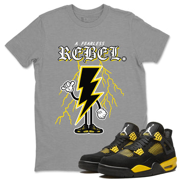 Air Jordan 4 Thunder Sneaker Match Tees Fearless Rebel Sneaker Tees Air Jordan 4 Retro Thunder Sneaker Release Tees Unisex Shirts Heather Grey 1
