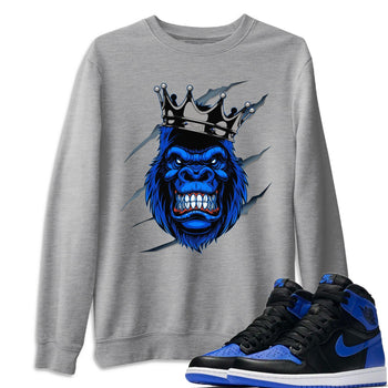 Jordan 1 Royal Black Sneaker Match Tees Ferocious Gorilla Sneaker Tees Jordan 1 Royal Black Sneaker Release Tees Unisex Shirts