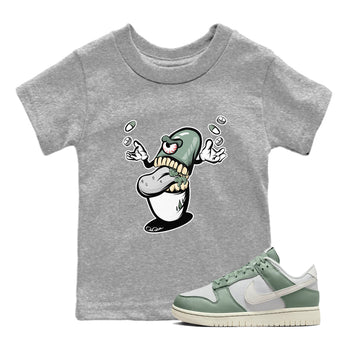 Dunk Mica Green Sneaker Match Tees Pill Monster Sneaker Tees Dunk Low Mica Green Sneaker Release Tees Kids Shirts Heather Grey 1