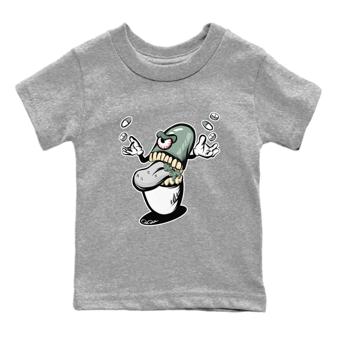 Dunk Mica Green Sneaker Match Tees Pill Monster Sneaker Tees Dunk Low Mica Green Sneaker Release Tees Kids Shirts Heather Grey 2