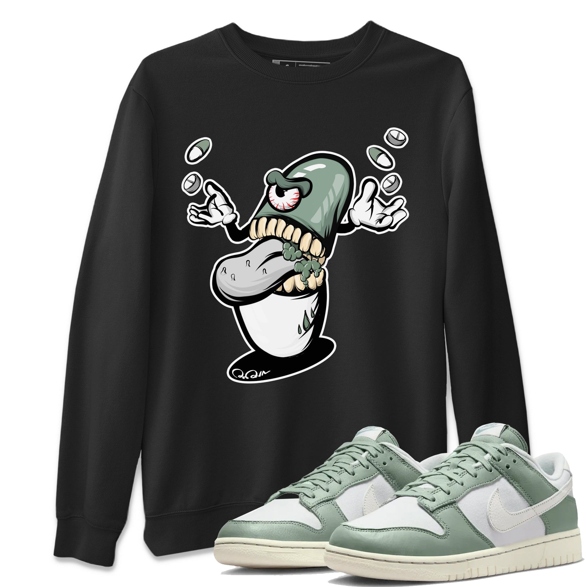 Dunk Mica Green Sneaker Match Tees Pill Monster Sneaker Tees Dunk Low Mica Green Sneaker Release Tees Unisex Shirts Black 1