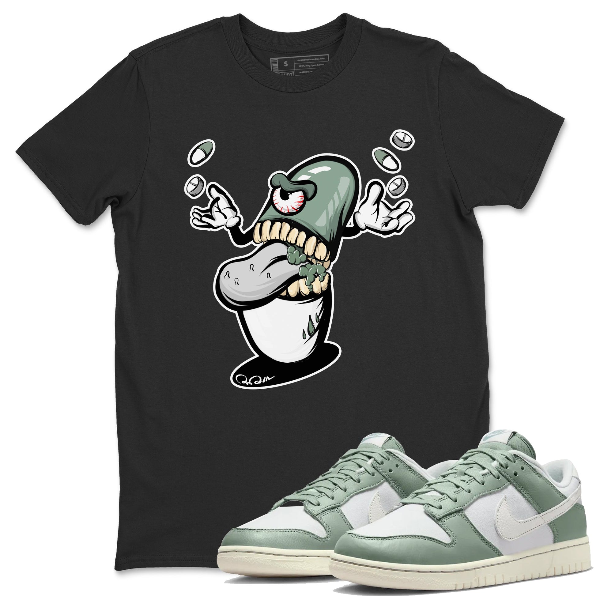 Dunk Mica Green Sneaker Match Tees Pill Monster Sneaker Tees Dunk Low Mica Green Sneaker Release Tees Unisex Shirts Black 1