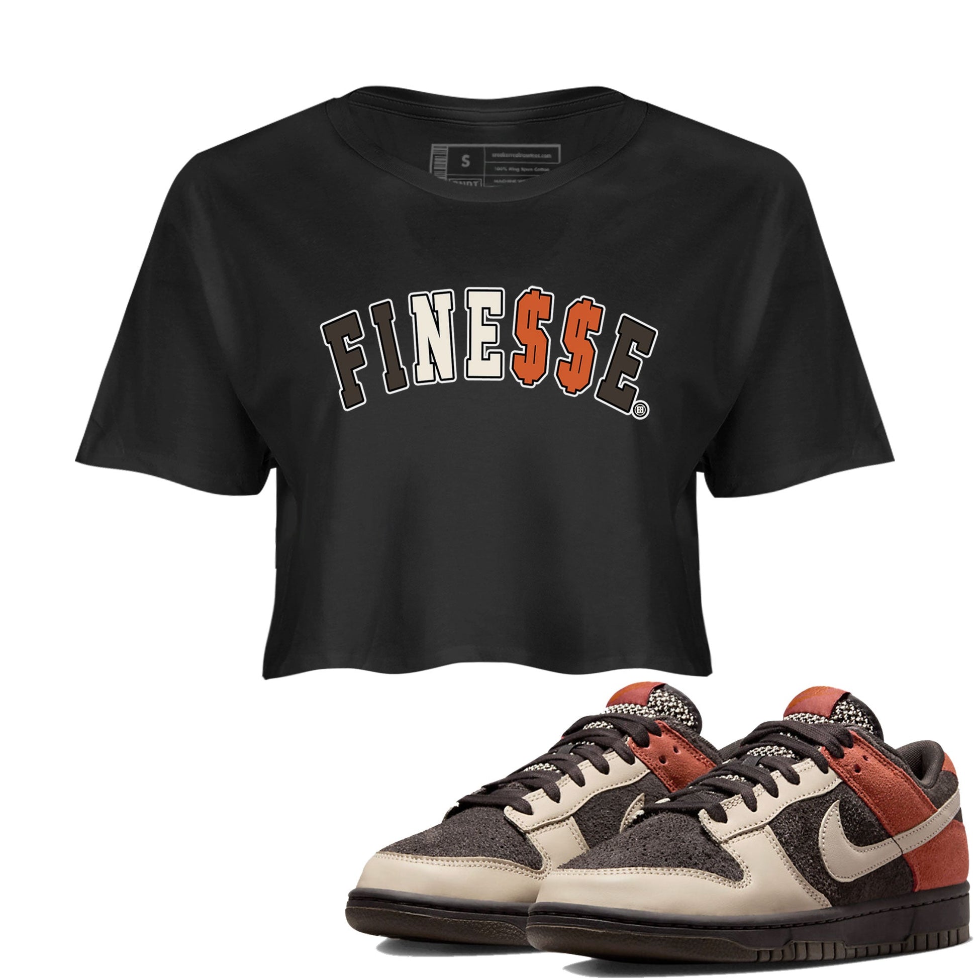 Dunk Red Panda shirt to match jordans Finesse sneaker tees Dunk Low Red Panda SNRT Sneaker Tees Black 1 Crop T-Shirt