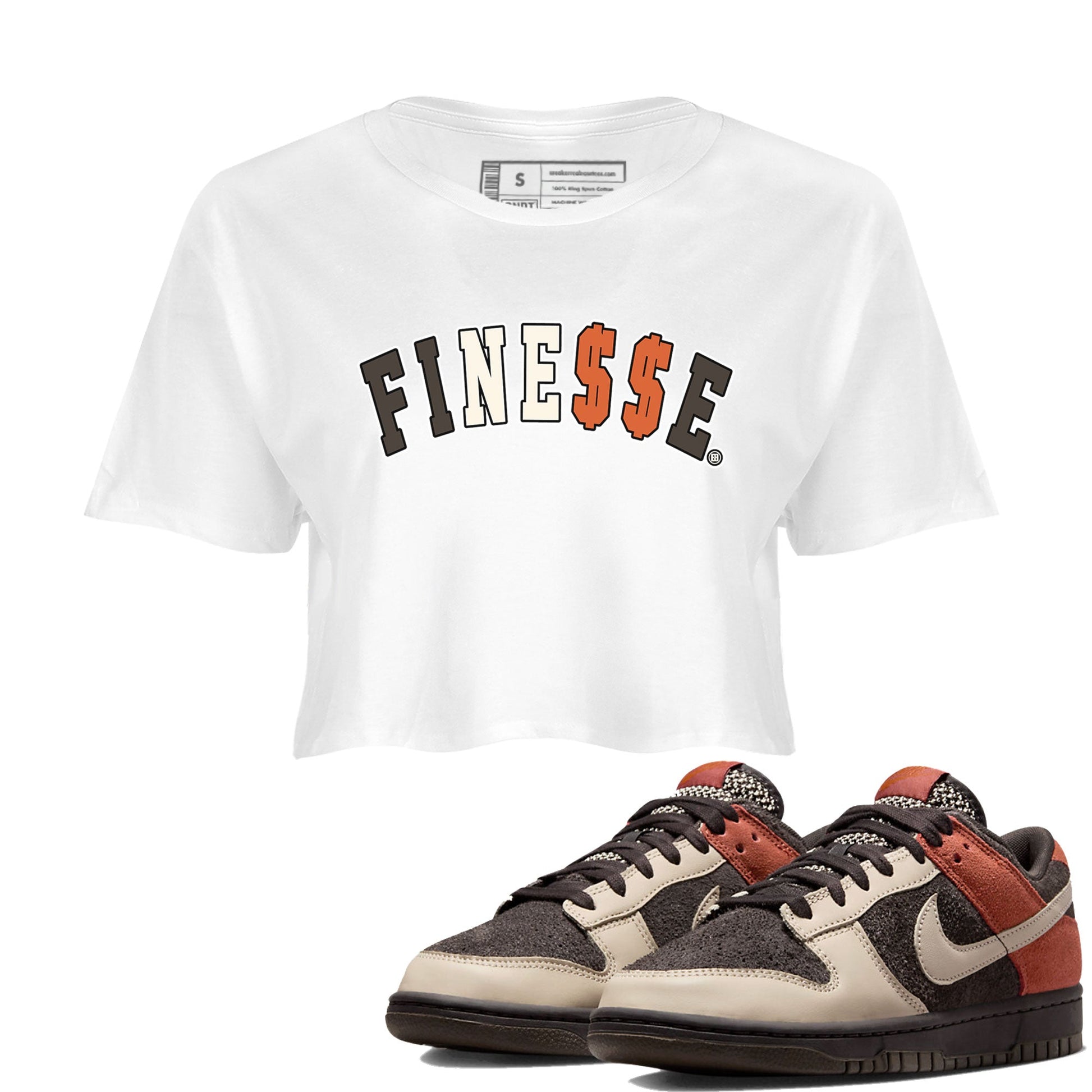 Dunk Red Panda shirt to match jordans Finesse sneaker tees Dunk Low Red Panda SNRT Sneaker Tees White 1 Crop T-Shirt