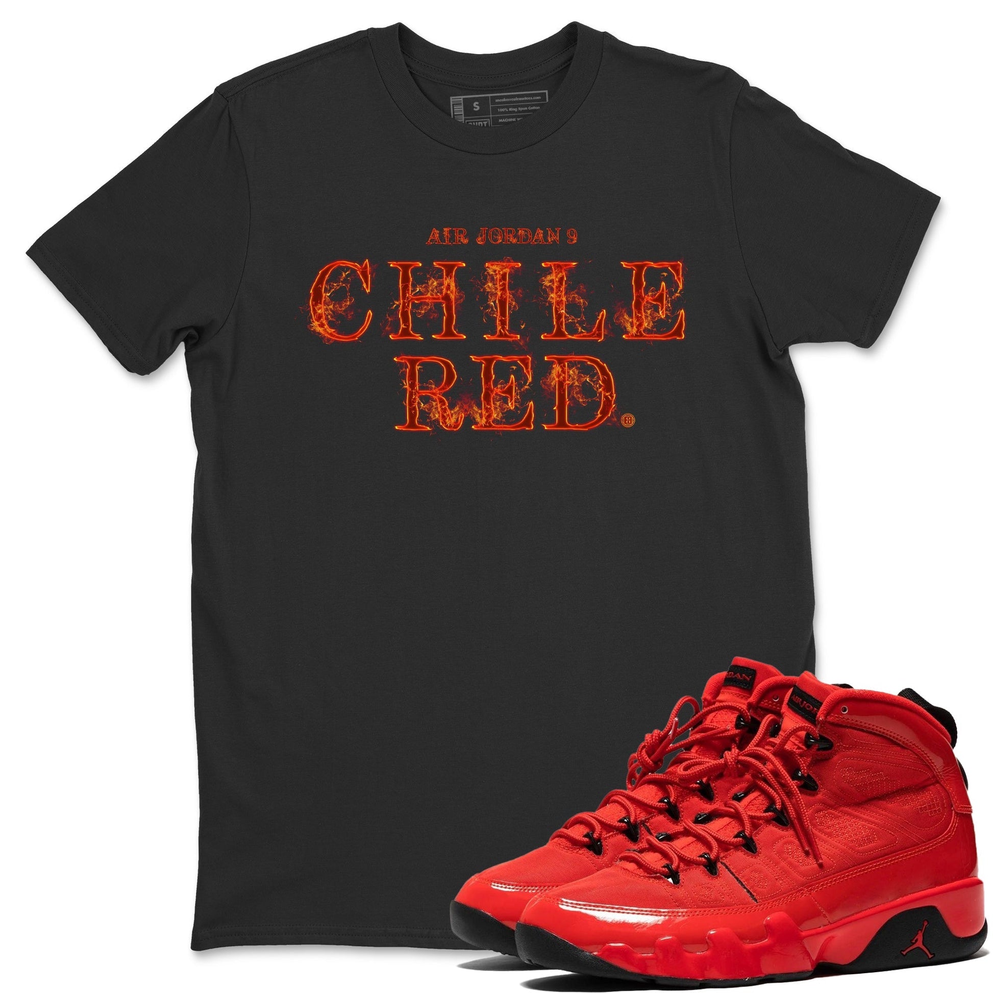 Jordan 9 Chile Red Sneaker Match Tees Fire Letters Sneaker Tees Jordan 9 Chile Red Sneaker Release Tees Unisex Shirts