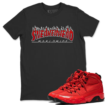 Jordan 9 Chile Red Sneaker Match Tees Fire Sneakerhead Sneaker Tees Jordan 9 Chile Red Sneaker Release Tees Unisex Shirts