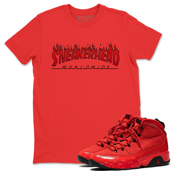 Jordan 9 Chile Red Sneaker Match Tees Fire Sneakerhead Sneaker Tees Jordan 9 Chile Red Sneaker Release Tees Unisex Shirts