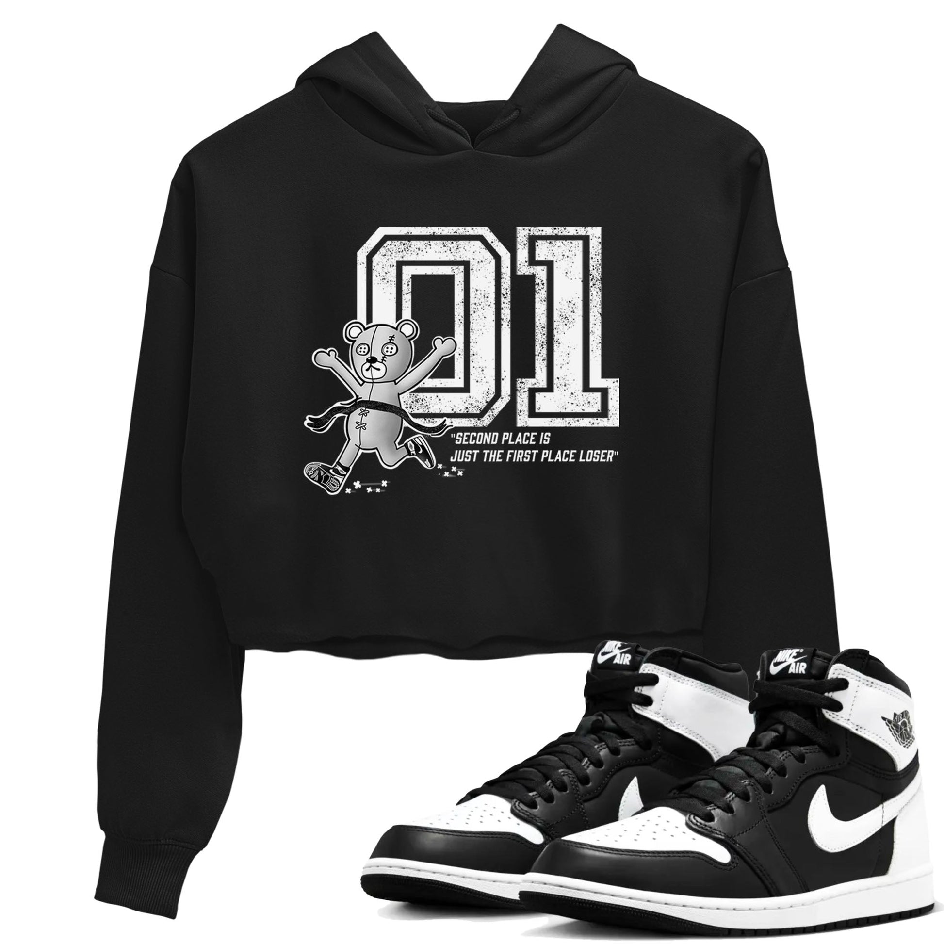 1s Black White shirt to match jordans First Place Winner sneaker tees Air Jordan 1 Black White SNRT Sneaker Release Tees Black 1 crop length shirt