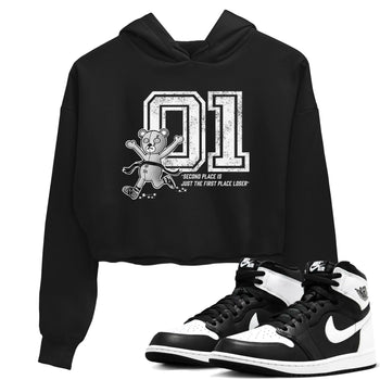 1s Black White shirt to match jordans First Place Winner sneaker tees Air Jordan 1 Black White SNRT Sneaker Release Tees Black 1 crop length shirt