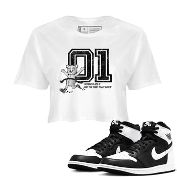 1s Black White shirt to match jordans First Place Winner sneaker tees Air Jordan 1 Black White SNRT Sneaker Release Tees White 1 crop length shirt
