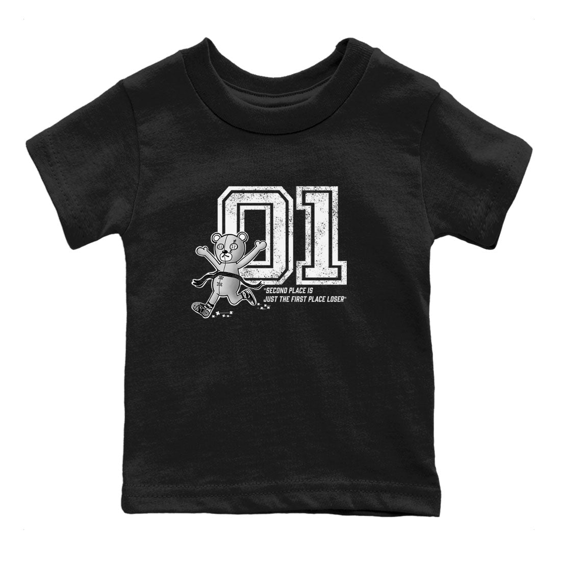 1s Black White shirt to match jordans First Place Winner sneaker tees Air Jordan 1 Retro Black White SNRT sneaker release tees baby toddler Black 2 cotton Shirt