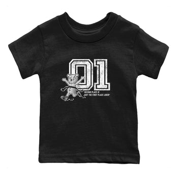 1s Black White shirt to match jordans First Place Winner sneaker tees Air Jordan 1 Retro Black White SNRT sneaker release tees baby toddler Black 2 cotton Shirt