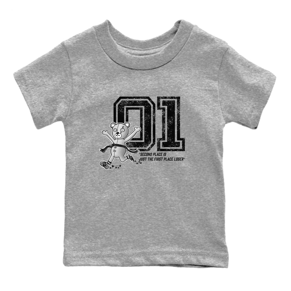 1s Black White shirt to match jordans First Place Winner sneaker tees Air Jordan 1 Retro Black White SNRT sneaker release tees baby toddler Heather Grey 2 cotton Shirt