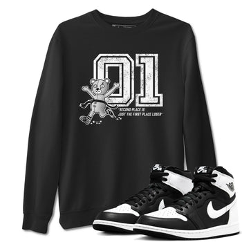 1s Black White shirt to match jordans First Place Winner sneaker tees Air Jordan 1 Black White SNRT Sneaker Release Tees unisex cotton Black 1 crew neck shirt