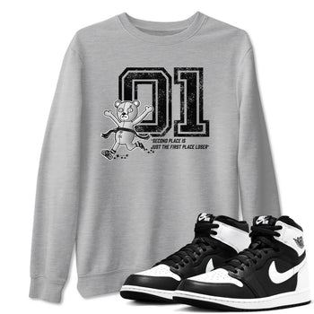 1s Black White shirt to match jordans First Place Winner sneaker tees Air Jordan 1 Black White SNRT Sneaker Release Tees unisex cotton Heather Grey 1 crew neck shirt