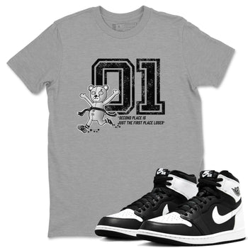1s Black White shirt to match jordans First Place Winner sneaker tees Air Jordan 1 Black White SNRT Sneaker Release Tees unisex cotton Heather Grey 1 crew neck shirt