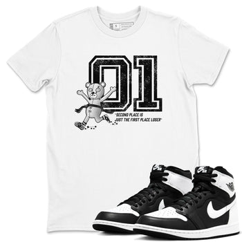 1s Black White shirt to match jordans First Place Winner sneaker tees Air Jordan 1 Black White SNRT Sneaker Release Tees unisex cotton White 1 crew neck shirt