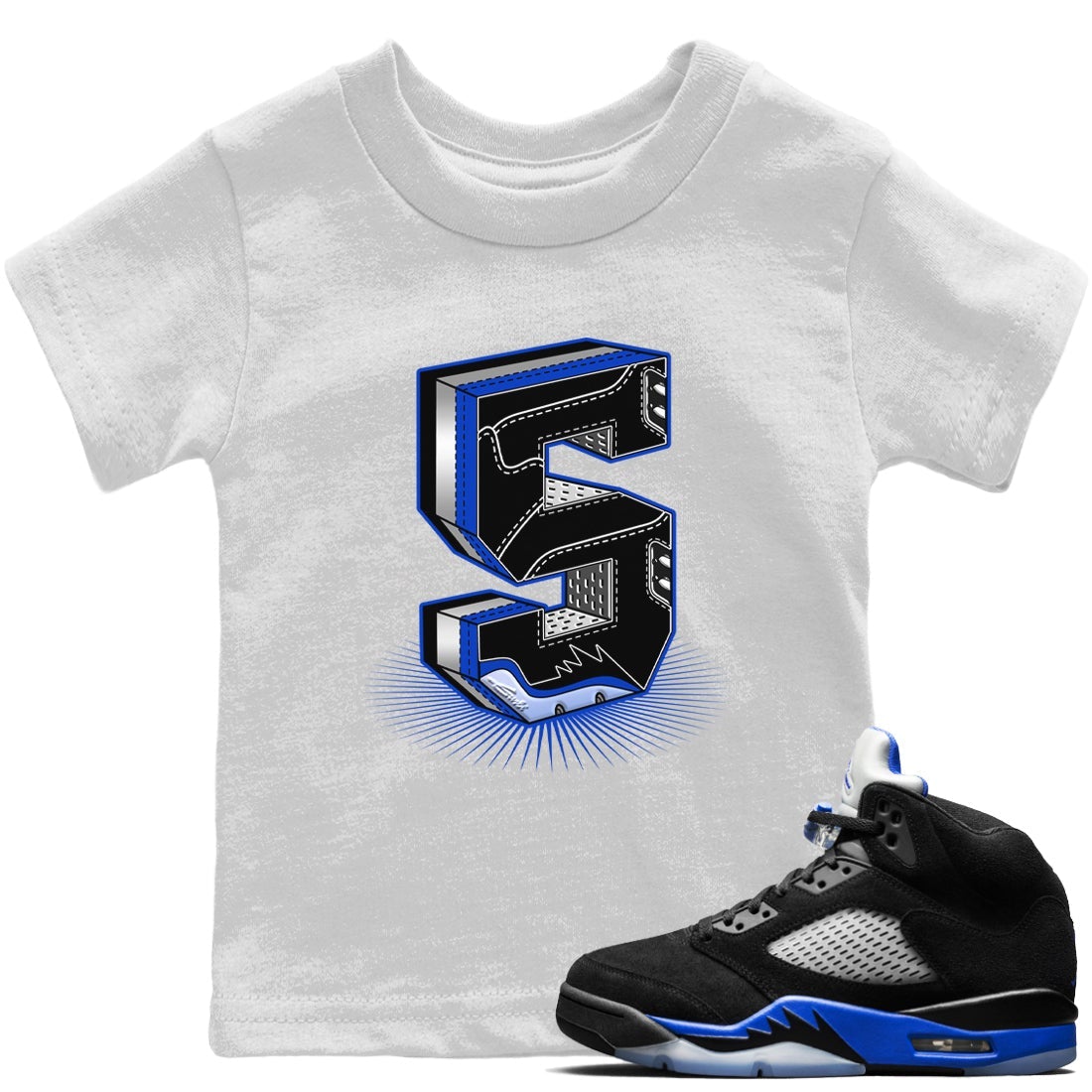 Jordan 5 Racer Blue Sneaker Match Tees Five Statue Sneaker Tees Jordan 5 Racer Blue Sneaker Release Tees Kids Shirts