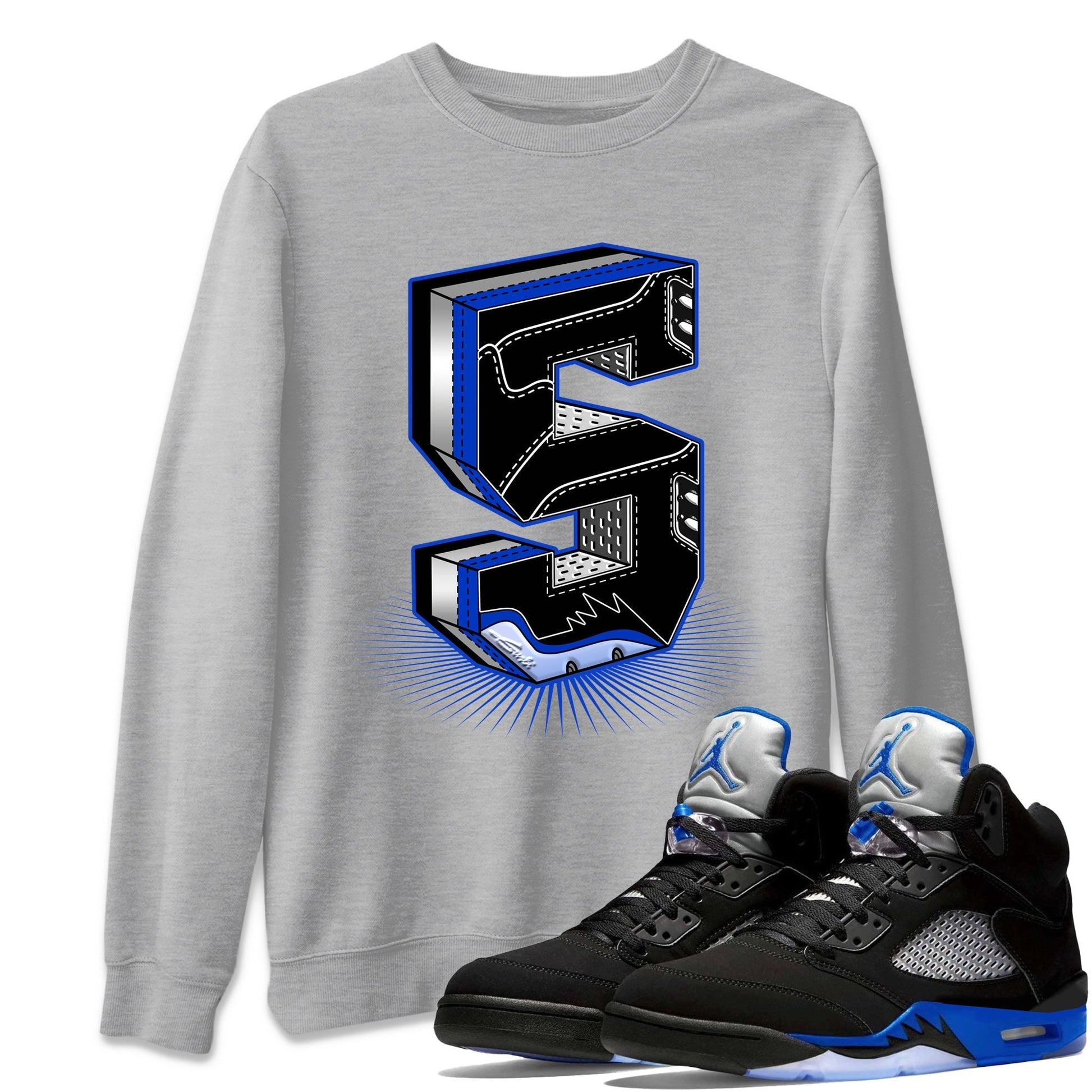 Jordan 5 Racer Blue Sneaker Match Tees Five Statue Sneaker Tees Jordan 5 Racer Blue Sneaker Release Tees Unisex Shirts